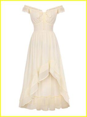 Scarlet Darkness Corset Dress Off Shoulder Chiffon High Low Ruffle Sundress